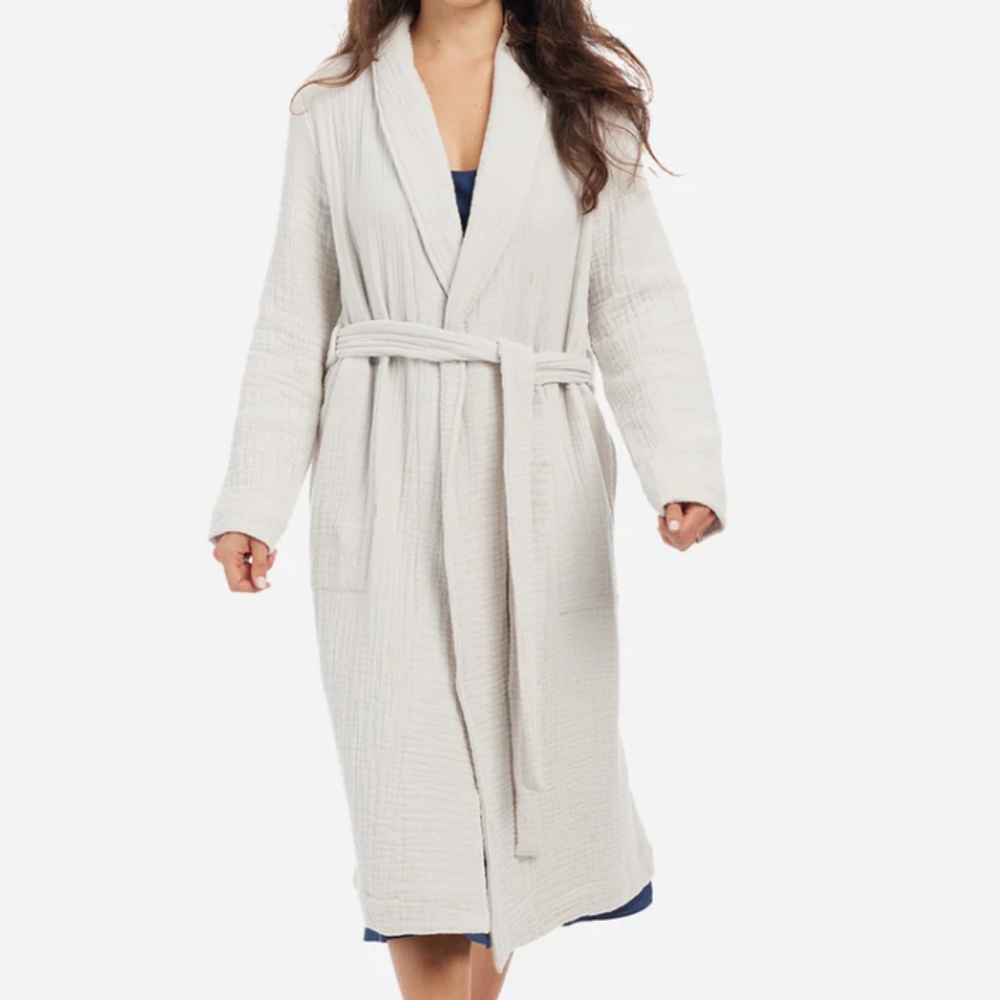 NWT Skin Worldwide Zoey Cotton Gauze Robe Moonbeam